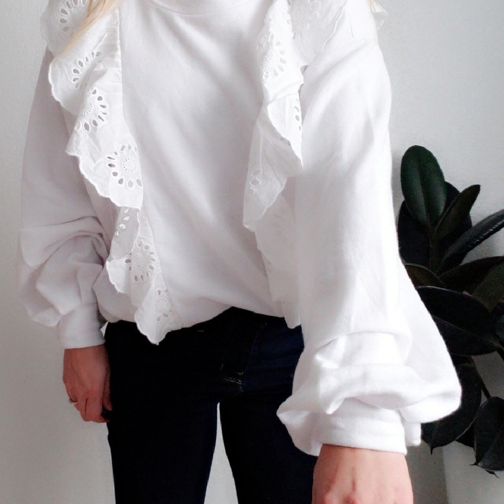 Melrose & Market 451 Lace Ruffle Oversized Sweater - Picture 8 of 8